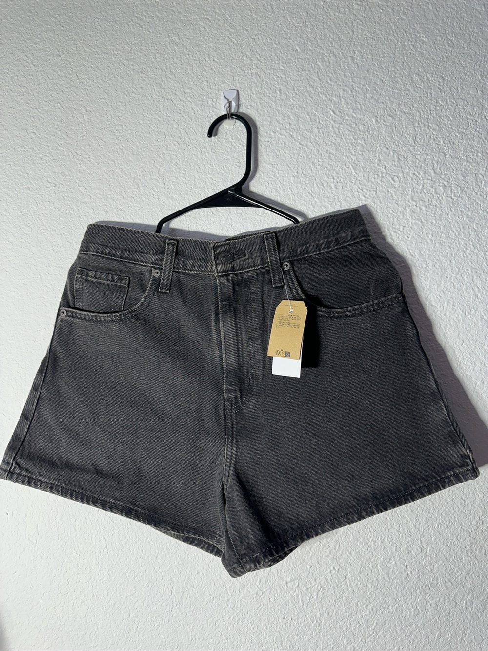 Levi's Black Washed High-Rise Jean Shorts